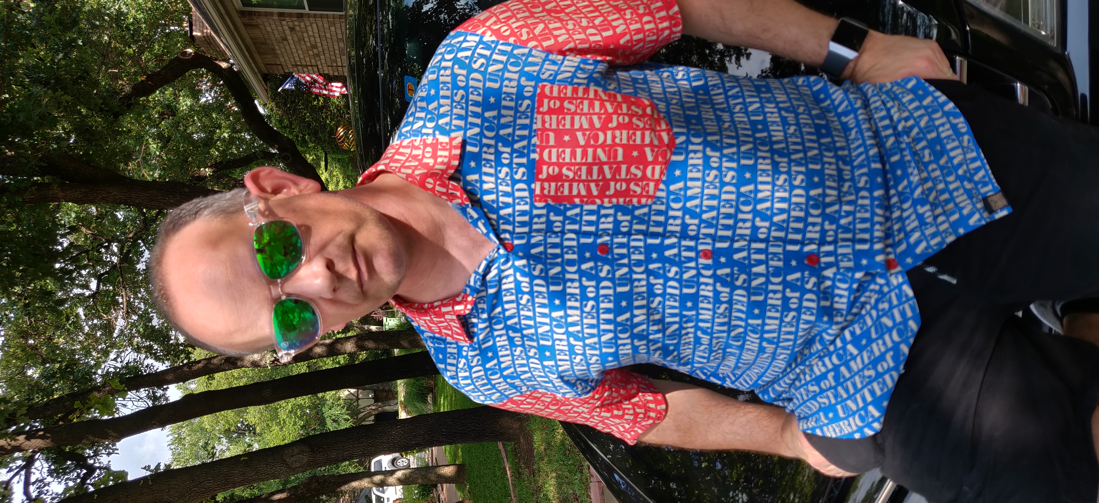 David wearing a Totally Dave shirt